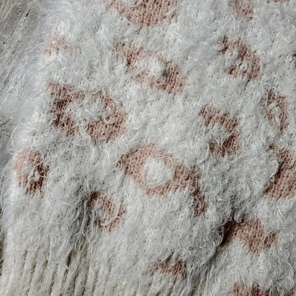 Jessica Simpson Pink and White Leopard Animal Print Fuzzy Sweater Size 18m NWOT - Picture 13 of 15